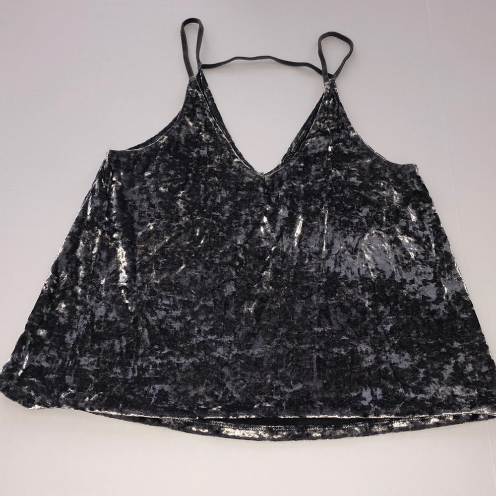 Women’s gray velvet top size small.